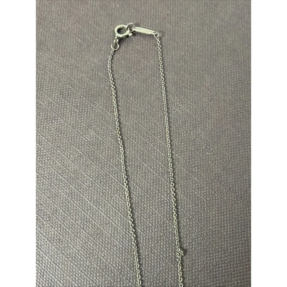 Tiffany & Co Solid Sterling Silver Puff Heart Charm Pendant Necklace 925‎ Patina